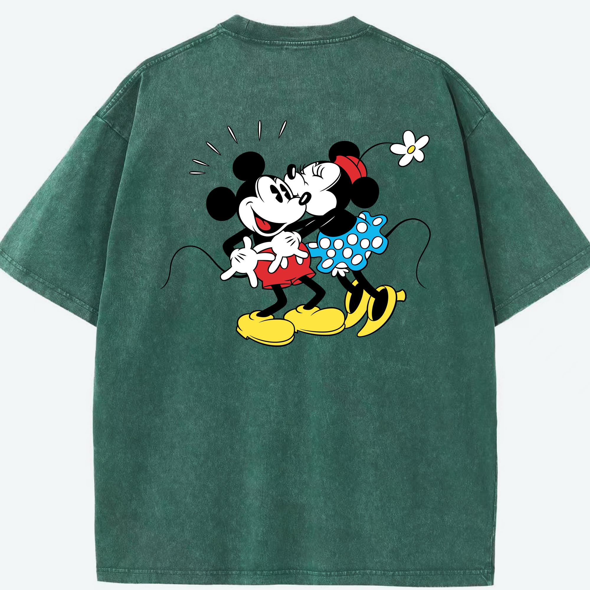 （画像用） ミッキーマウス Mickey Mouse 綿100% ヴィンテージ風 半袖Tシャツ（背面プリント）
